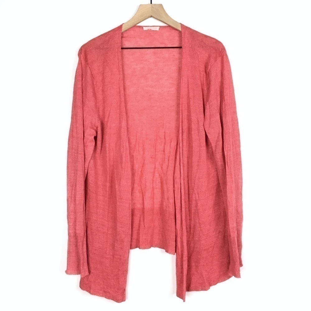 EILEEN FISHER Cardigan Open Front Linen Salmon Lightweight Knit Minimalist